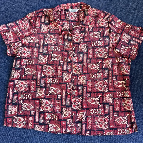 Fashion Attitudes Tops - Vintage Fashion Attitudes Button Up Shirt Womens 2X Red Geometric Short Sleeve